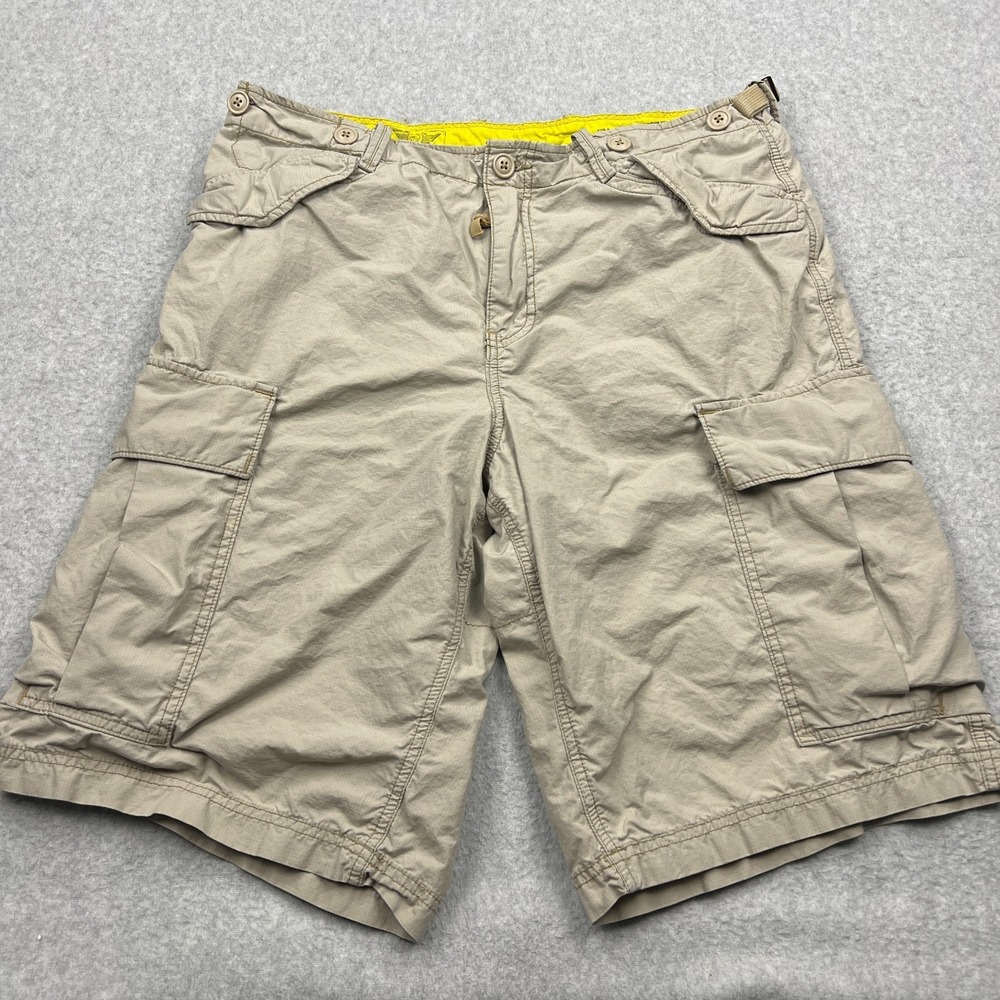 Vintage GAP 1969 Cargo Shorts‎ Men's 35 Beige Adjustable Buckle Waist 12" Loose